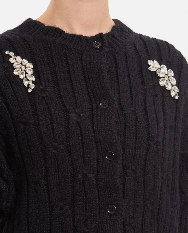 Simone Rocha - CROPPED CHUNKY KNIT CARDIGAN W/ EMB_4