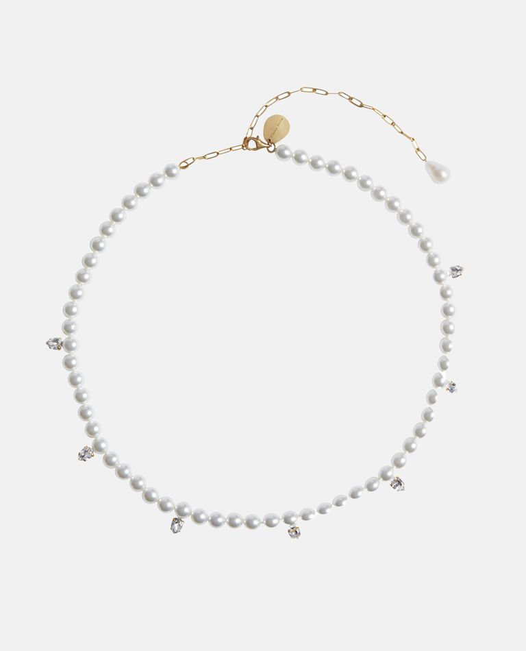 Simone Rocha Pearl & Crystal Dagger Choker Necklace In White