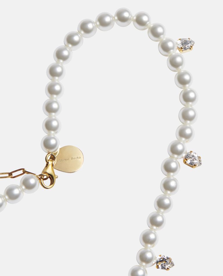 Simone Rocha Pearl & Crystal Dagger Choker Necklace In White