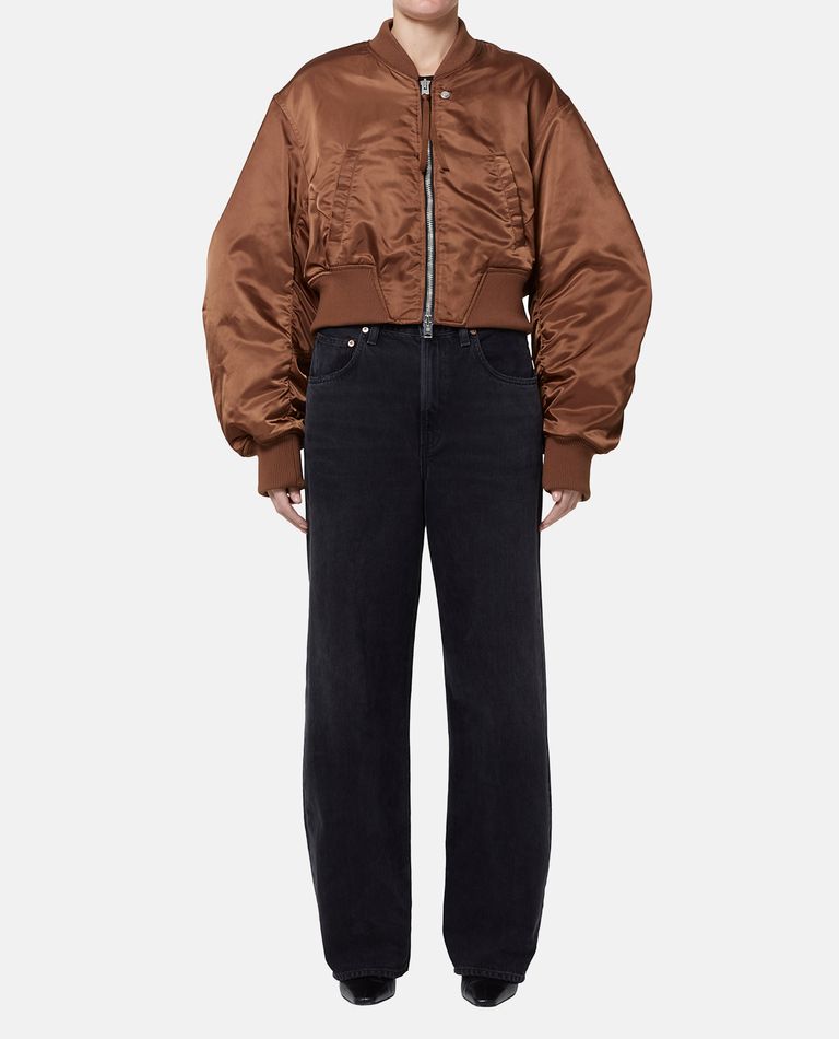 Shop Agolde Jett Bomber Jacket In Brown