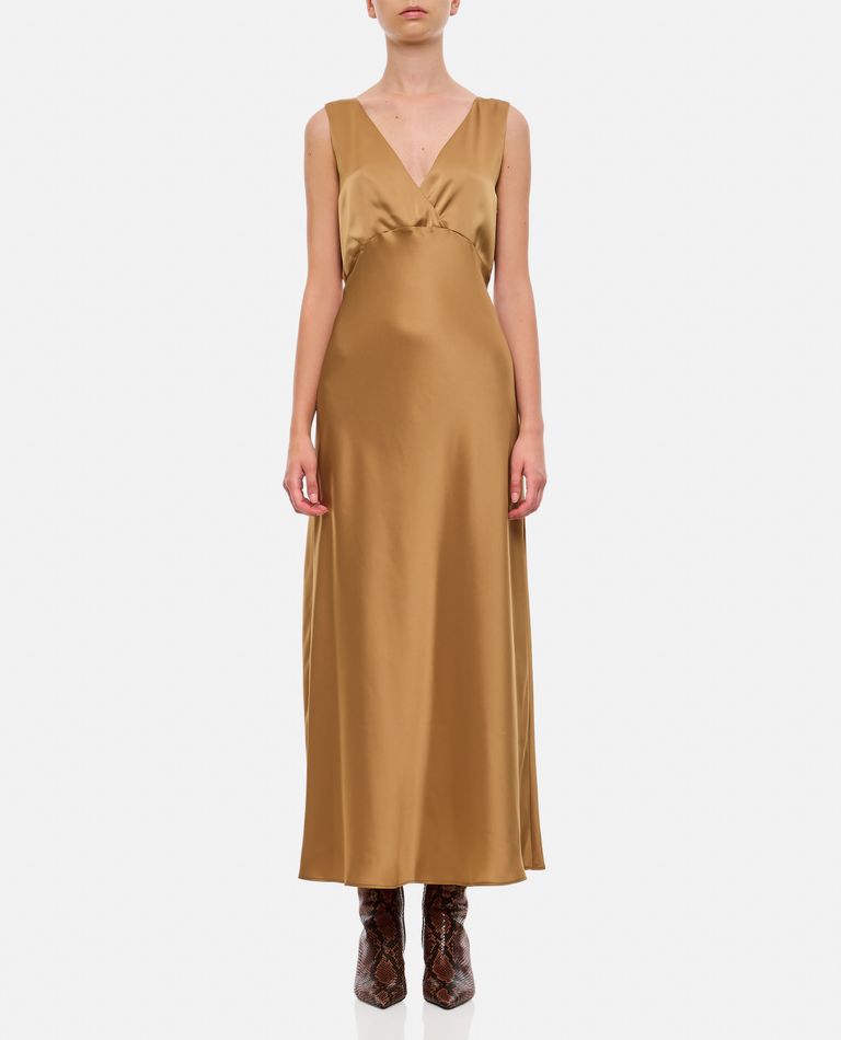 Shop Max Mara Lazio Silk Dress In Beige