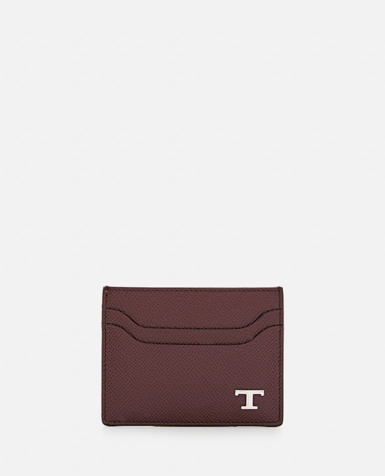 Shop Tod's Card Holder In Burgundy Calfskin In Brown