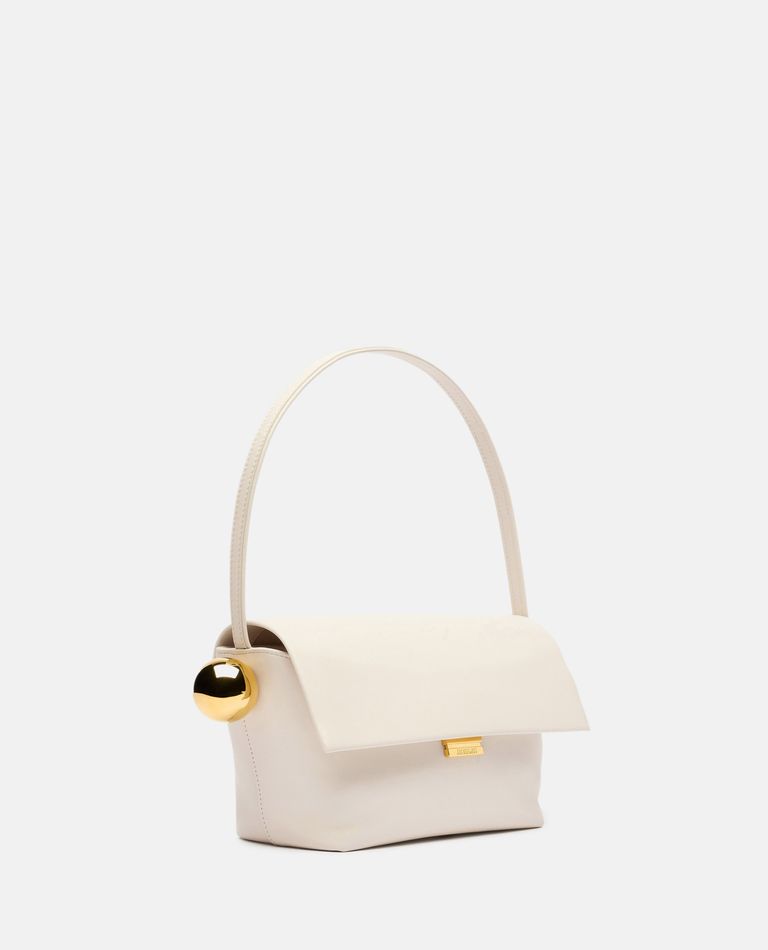 Shop Jacquemus Le Rond Carre Leather Shoulder Bag In White