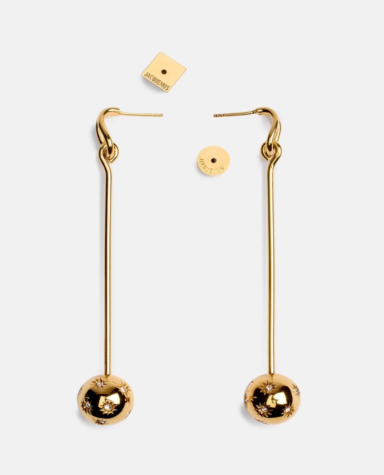 Shop Jacquemus Les Boucles Nodo W/crystals Earrings In Gold