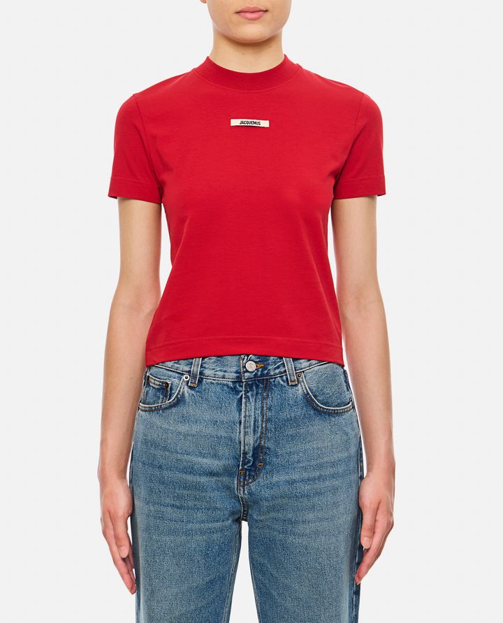 Jacquemus - T-SHIRT IN COTONE CON LOGO E GIROCOLLO_1