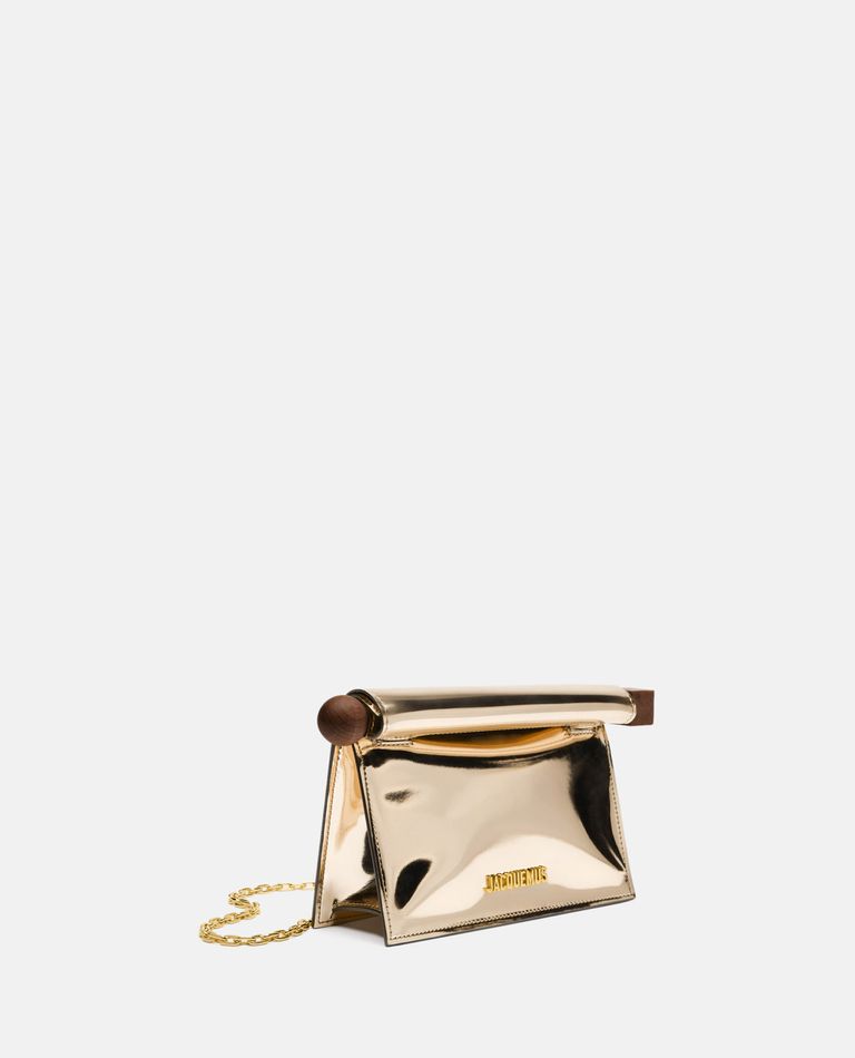 Shop Jacquemus La Petite Pochette Rond Carre Handbag In Gold