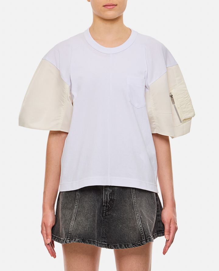 Sacai - NYLON TWILL X COTTON JERSEY T-SHIRT_1