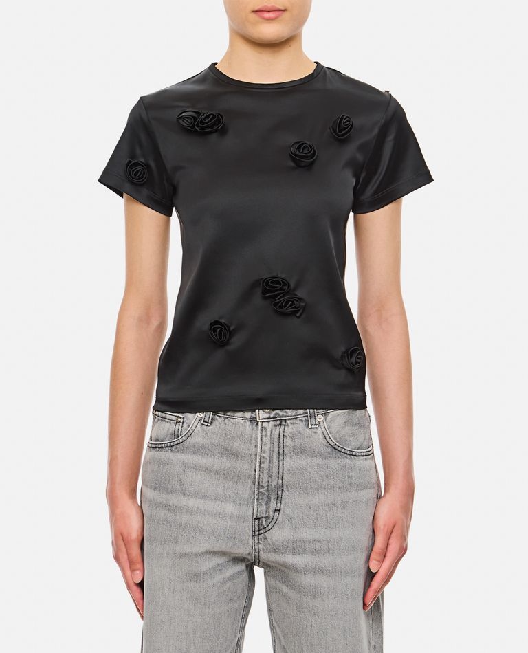 Sportmax Mendoza T-shirt Floral Appliqué In Black