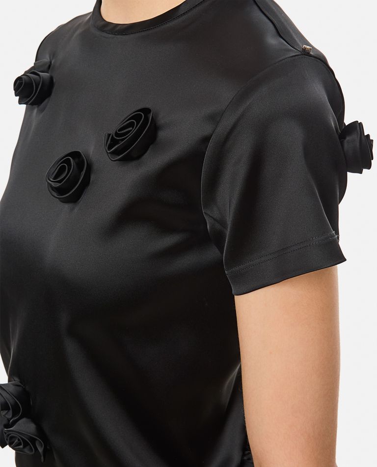 Tシャツ・カットソー SPORTMAX MENDOZA FITTED TOP WITH BLACK EMBROIDERED ROSES MENDOZA FITTED TOP WITH BLACK EMBROIDERED ROSES for Women