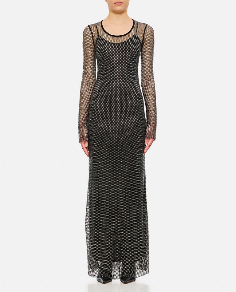 Sportmax Embellished Semi-sheer Cinese Gown In Black