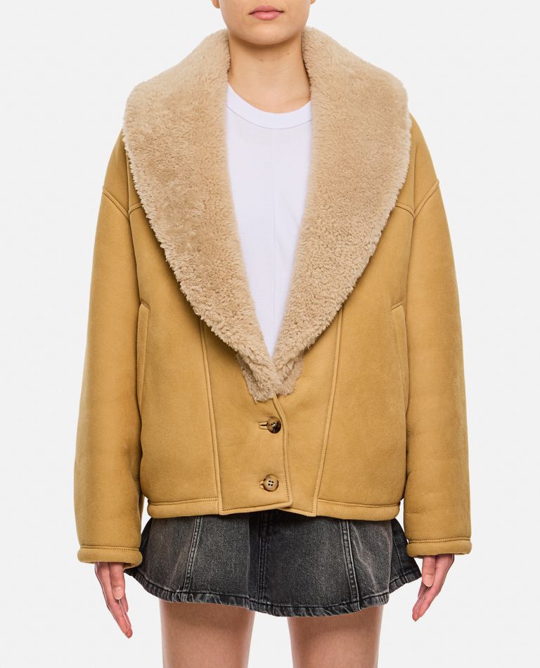 Shop Golden Goose Shearling Jacket In Beige