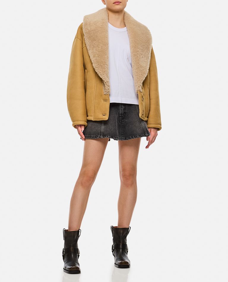 Shop Golden Goose Shearling Jacket In Beige