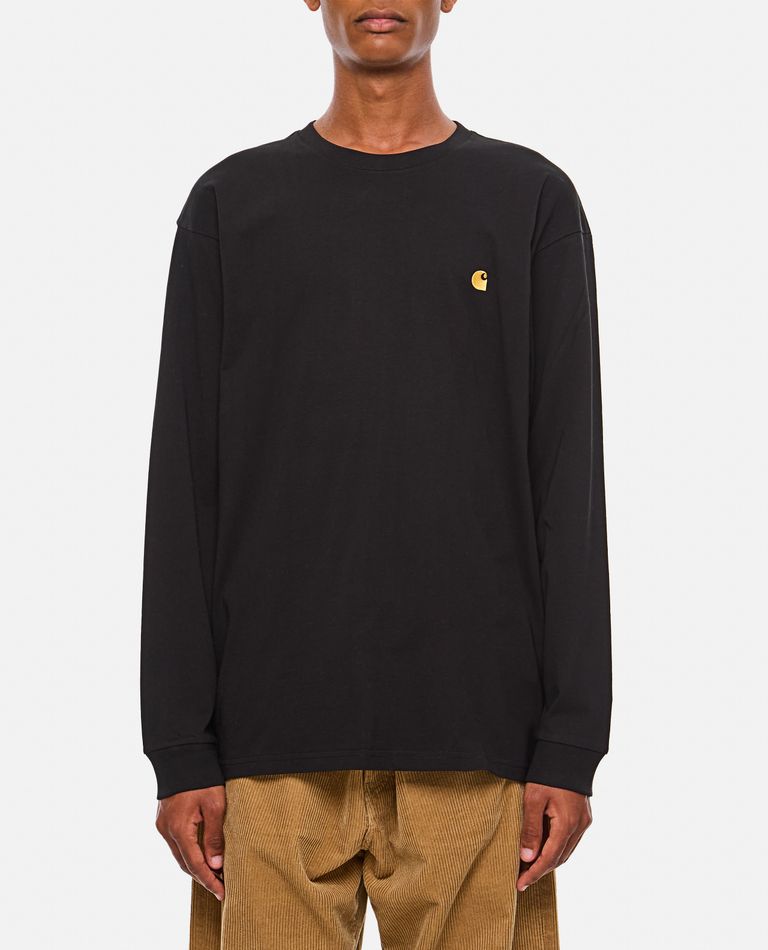 Shop Carhartt L/s Chase T-shirt Combed Single Jersey In Black