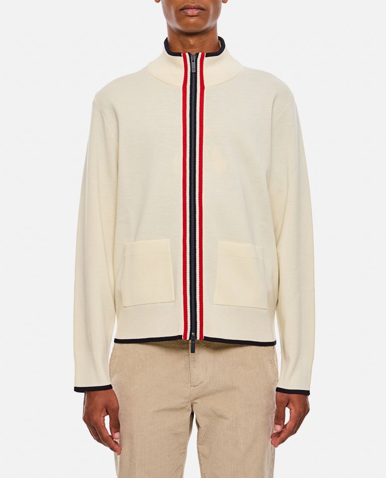 Shop Thom Browne White Full Zip Virgin Wool Cardigan