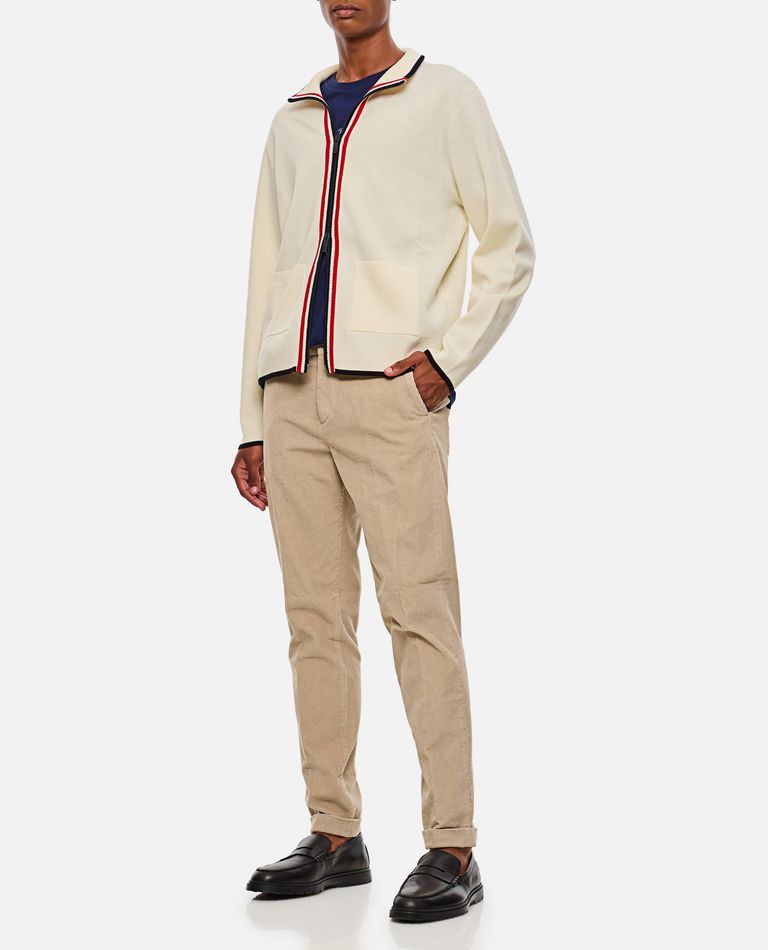 Shop Thom Browne White Full Zip Virgin Wool Cardigan