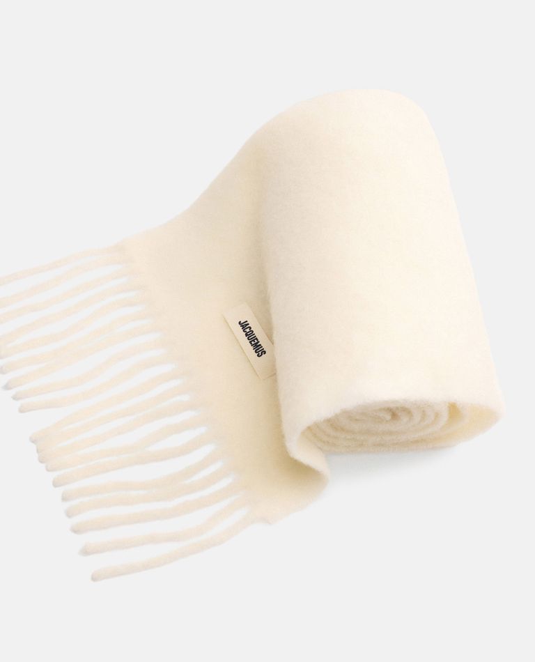 Shop Jacquemus Carro Wool Scarf In White