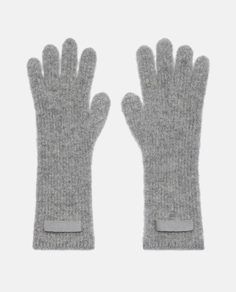 Shop Jacquemus Grosgrain Wool Gloves In Grey