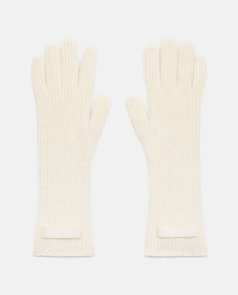 Shop Jacquemus Grosgrain Wool Gloves In White