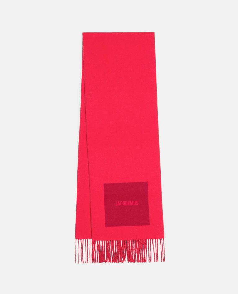 Shop Jacquemus Rond Carre' Wool Scarf In Red