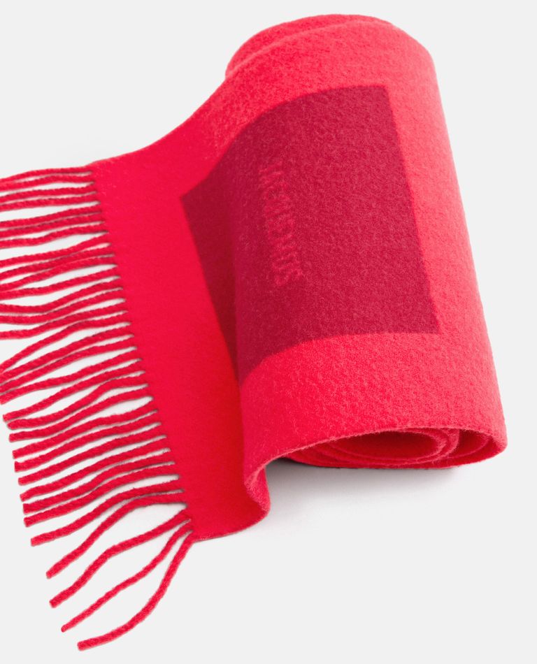 Shop Jacquemus Rond Carre' Wool Scarf In Red