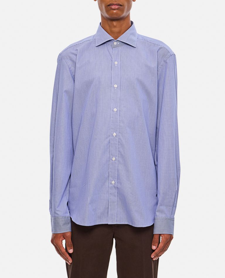 Shop Fay Blue Vichy Cotton Shirt