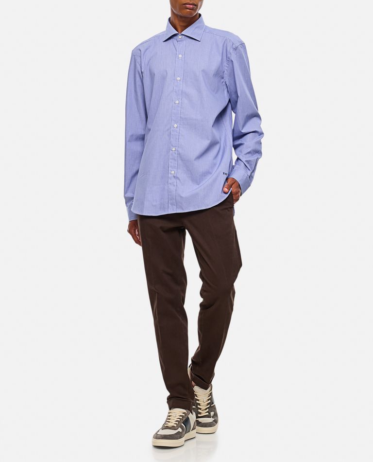 Shop Fay Blue Vichy Cotton Shirt