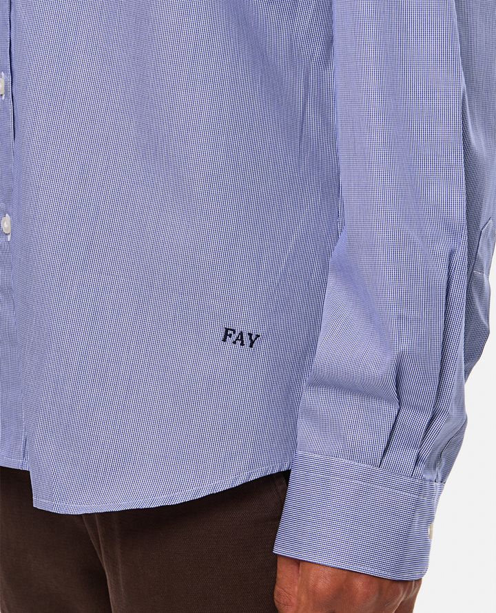 Fay - BLUE VICHY COTTON SHIRT_4