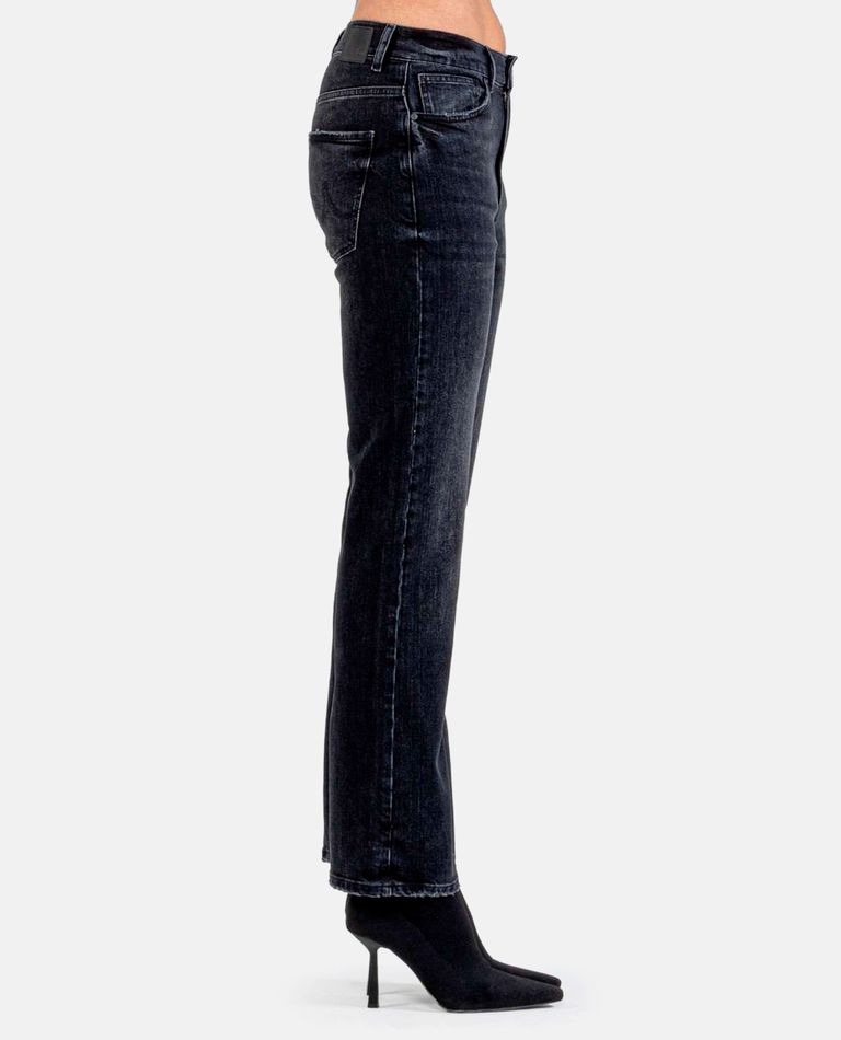 Shop Ag Lanzarote Mid Rise Straight Denim Pants In Black