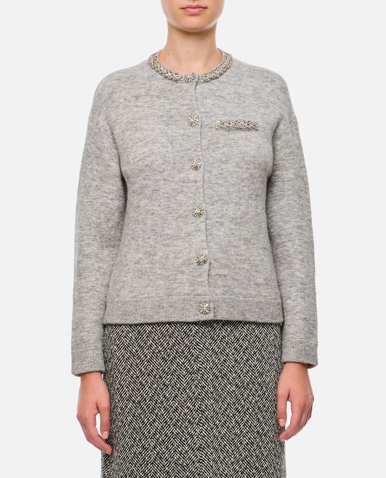 Shop Self-portrait Grey Melange Cardigan