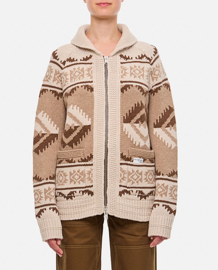 Shop Fay Cardigan Jacket Navajo Archive In Beige