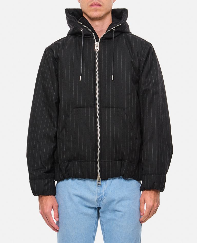 Shop Sacai Chalk Stripe Hoodie In Black