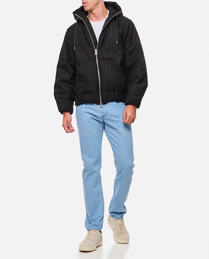 Sacai - GIACCA CON ZIP E CAPPUCCIO A RIGHE_2