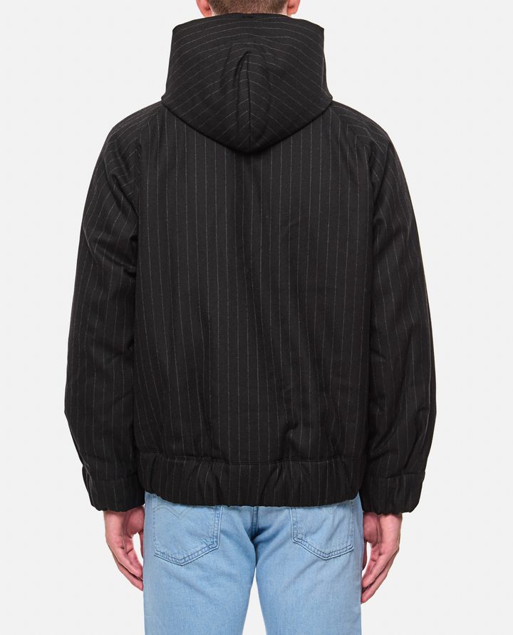 Sacai - GIACCA CON ZIP E CAPPUCCIO A RIGHE_3