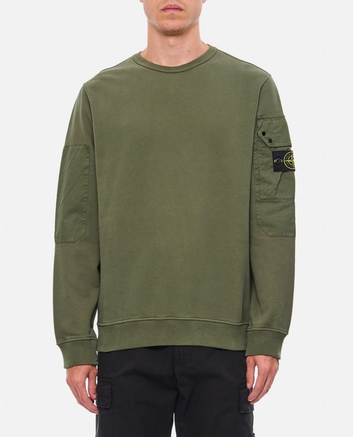 Stone Island - FELPA GIROCOLLO BRUSHED IN COTONE ORGANICO_1