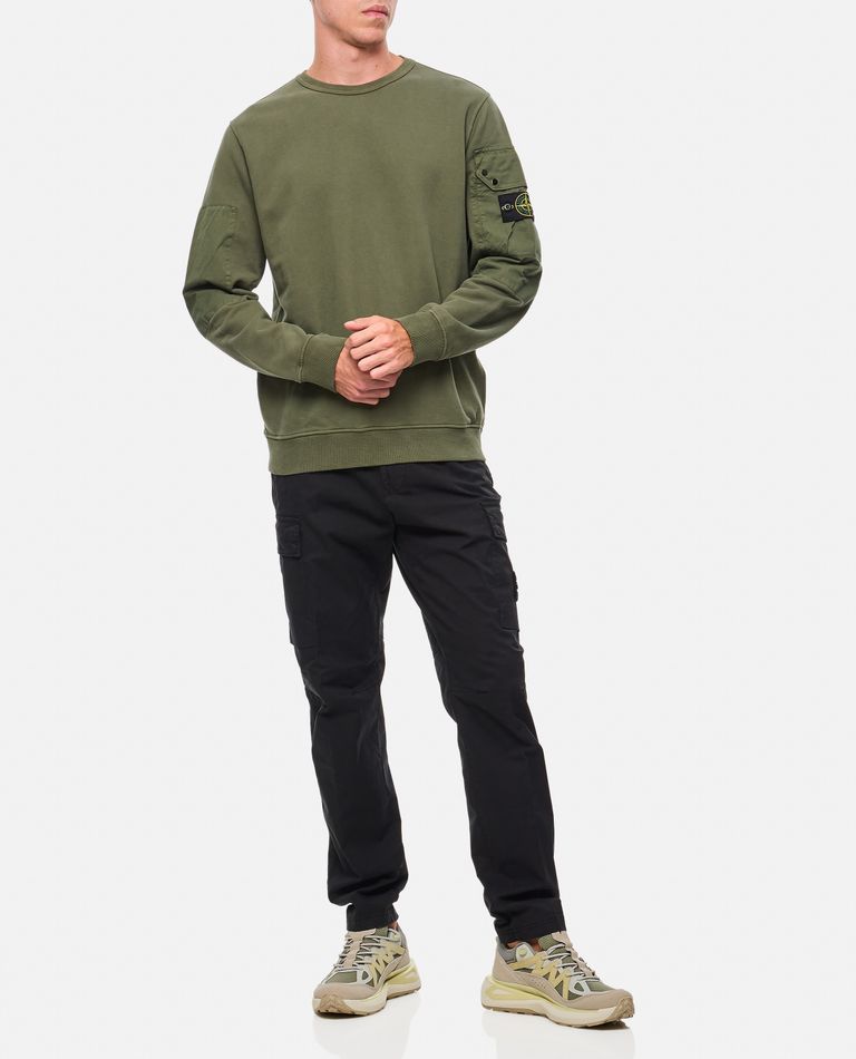 Shop Stone Island Brushed Organic Cotton Fleece In Green