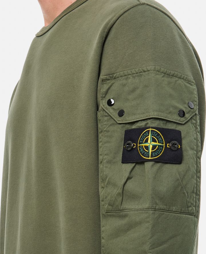 Stone Island - FELPA GIROCOLLO BRUSHED IN COTONE ORGANICO_4