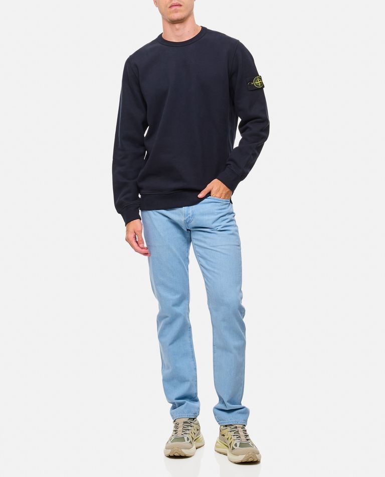 Shop Stone Island Brushed Organic Cotton Fleece In Blue