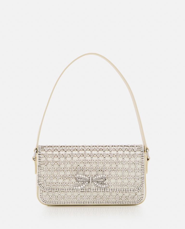 Shop Self-portrait Crystal Baguette Bag In White