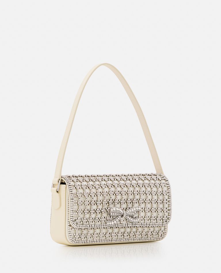 Shop Self-portrait Crystal Baguette Bag In White