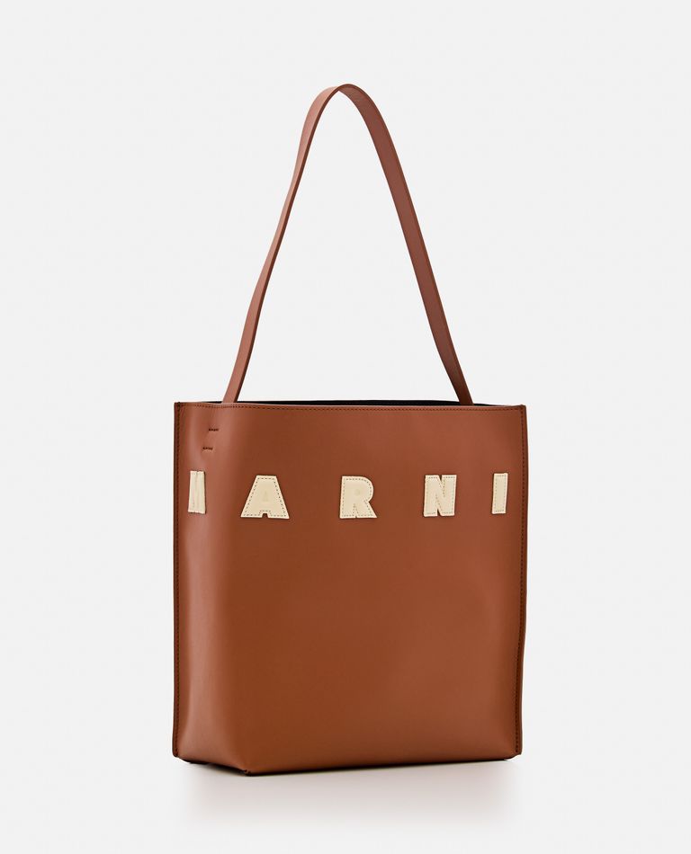 Shop Marni Small Museo Hobo Leather Bag In Brown