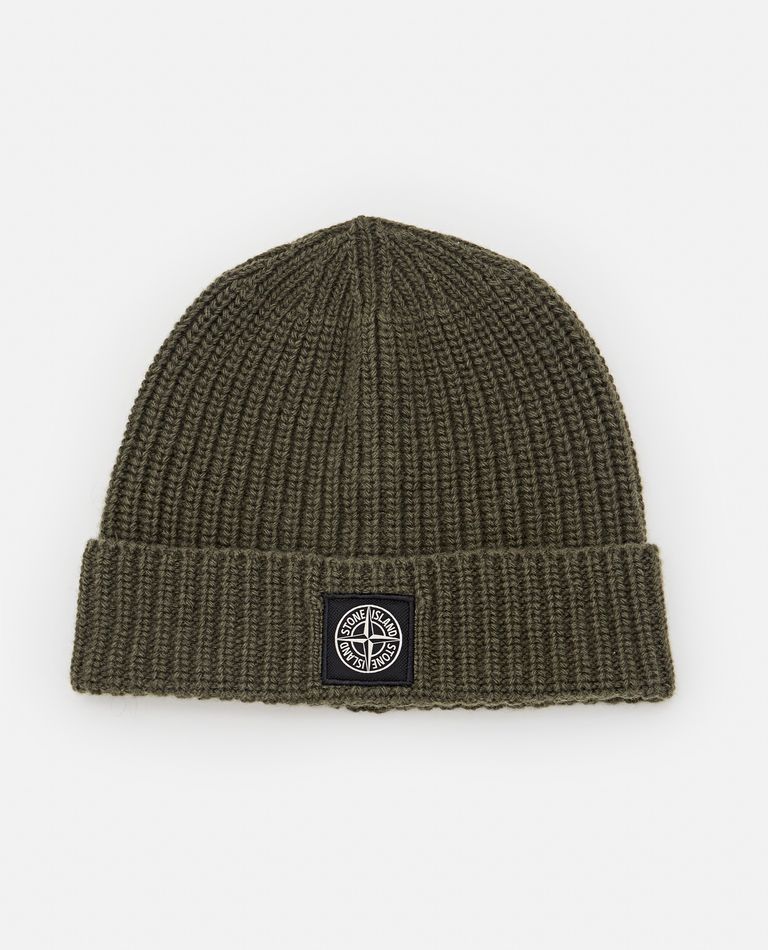 Shop Stone Island Wool Beanie In Green