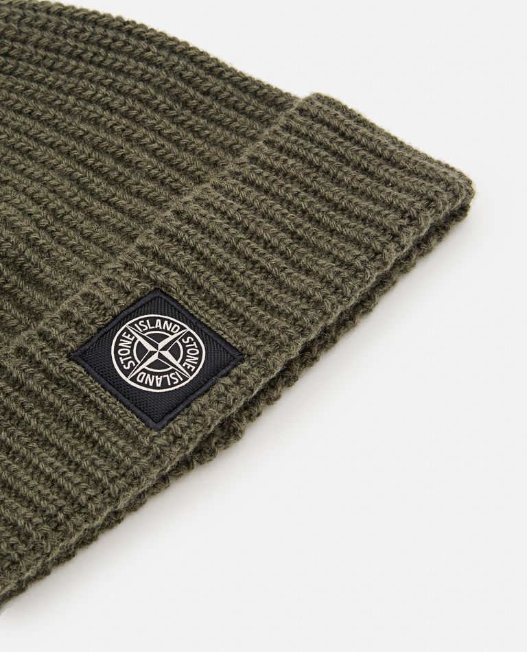 Shop Stone Island Wool Beanie In Green