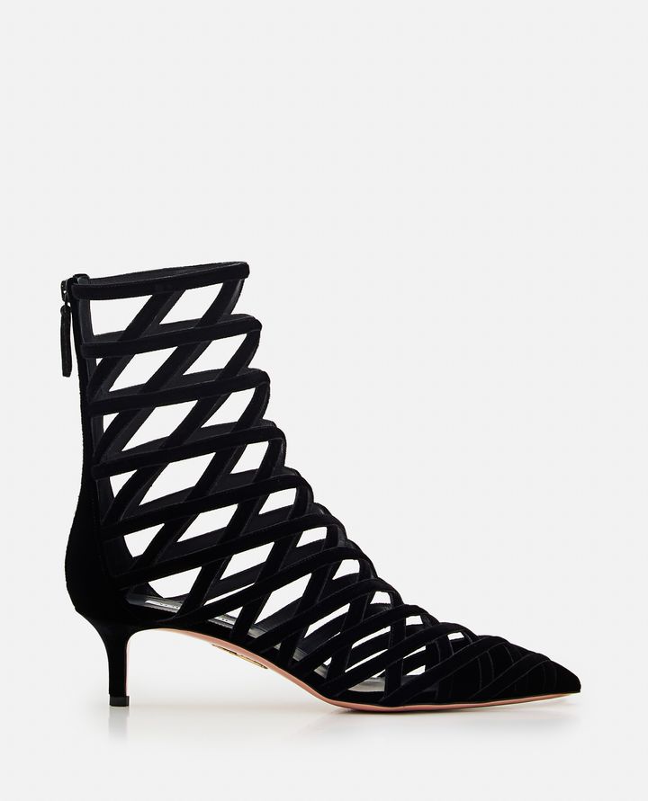 Aquazzura - 50MM ROMANCE CUT-OUT SUEDE BOOTIE_1