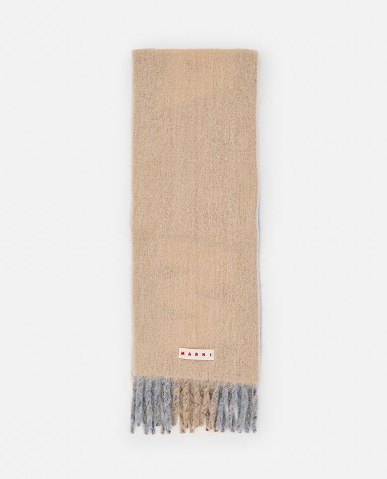 Shop Marni Wool Logo Scarf In Multicolor