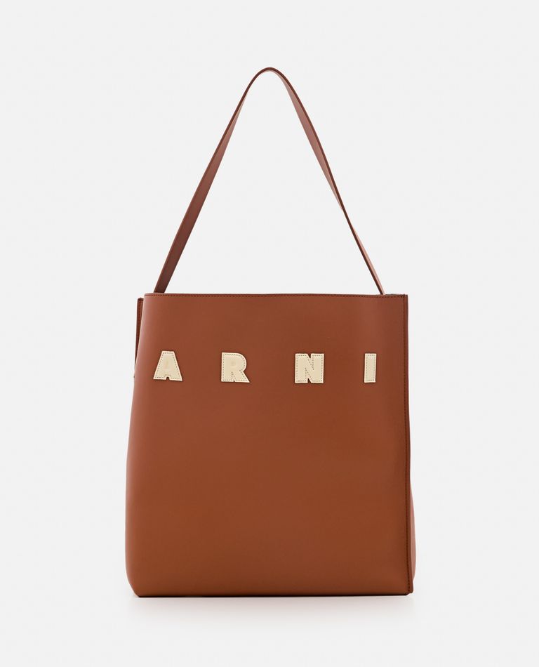 Shop Marni Medium Museo Hobo Leather Bag In Brown