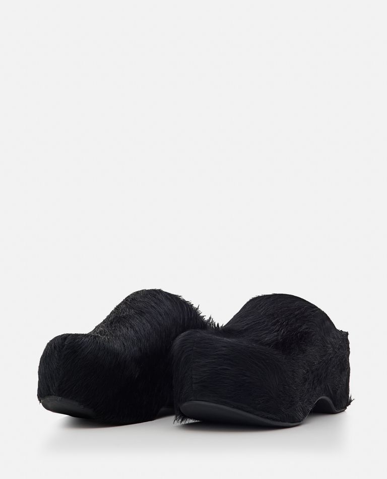 Shop Marni Hairy Leather Platform Mules In Black