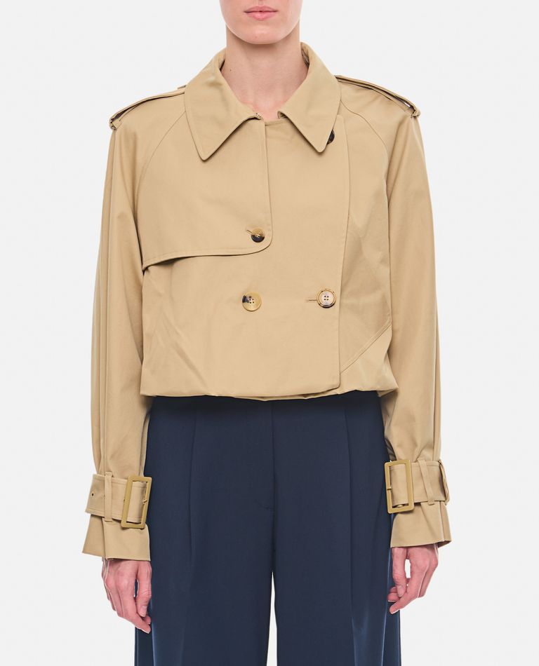 Shop Jw Anderson Cropped Trench Coat In Beige