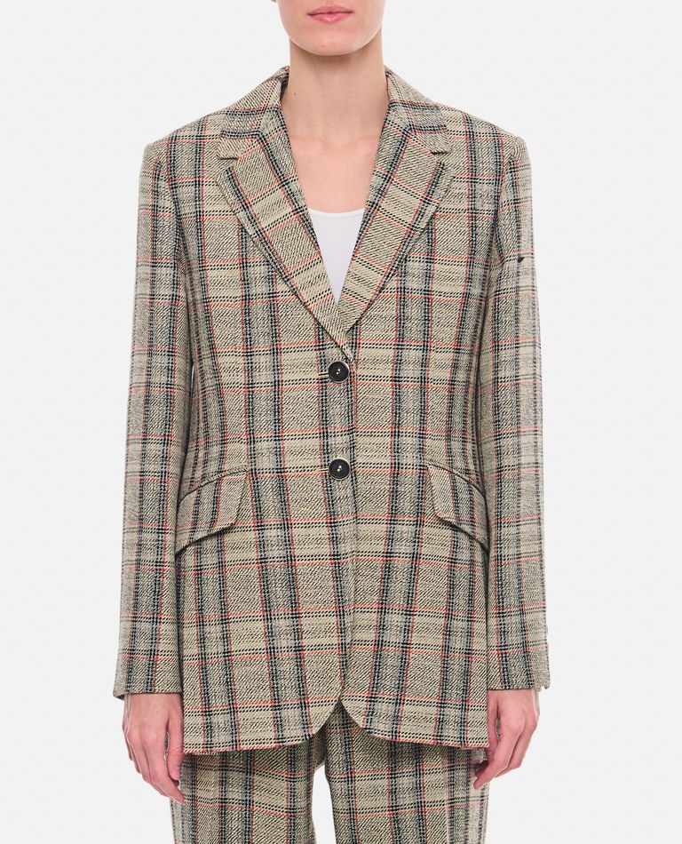 Durazzi Milano Tartan Check Single-breasted Jacket In Grey