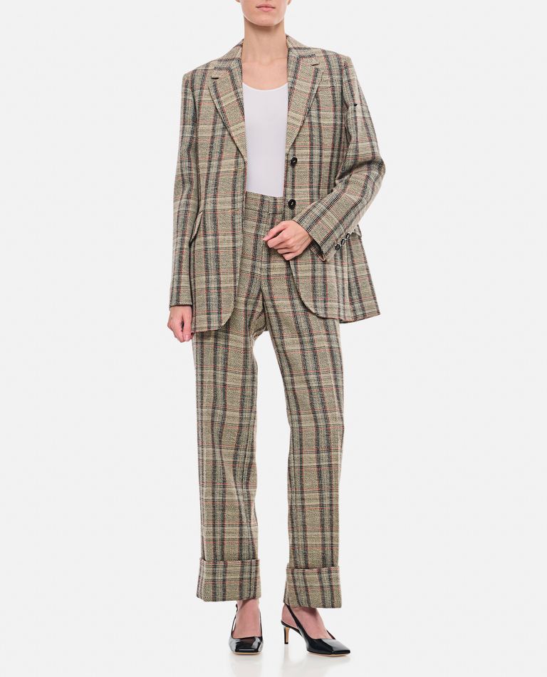 Durazzi Milano Tartan Check Single-breasted Jacket In Grey