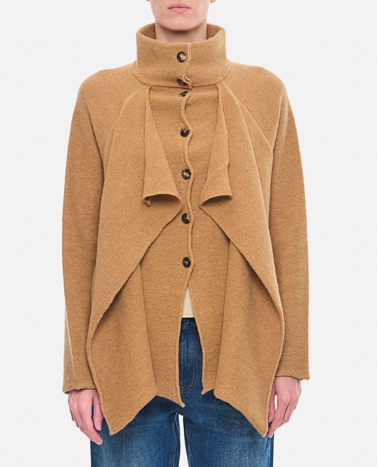 Shop Jw Anderson Layered Wool Cardigan In Beige